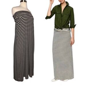 J.Crew Stretch Column Maxi Skirt Ruched Waist OR Striped Strapless Dress Size XS
